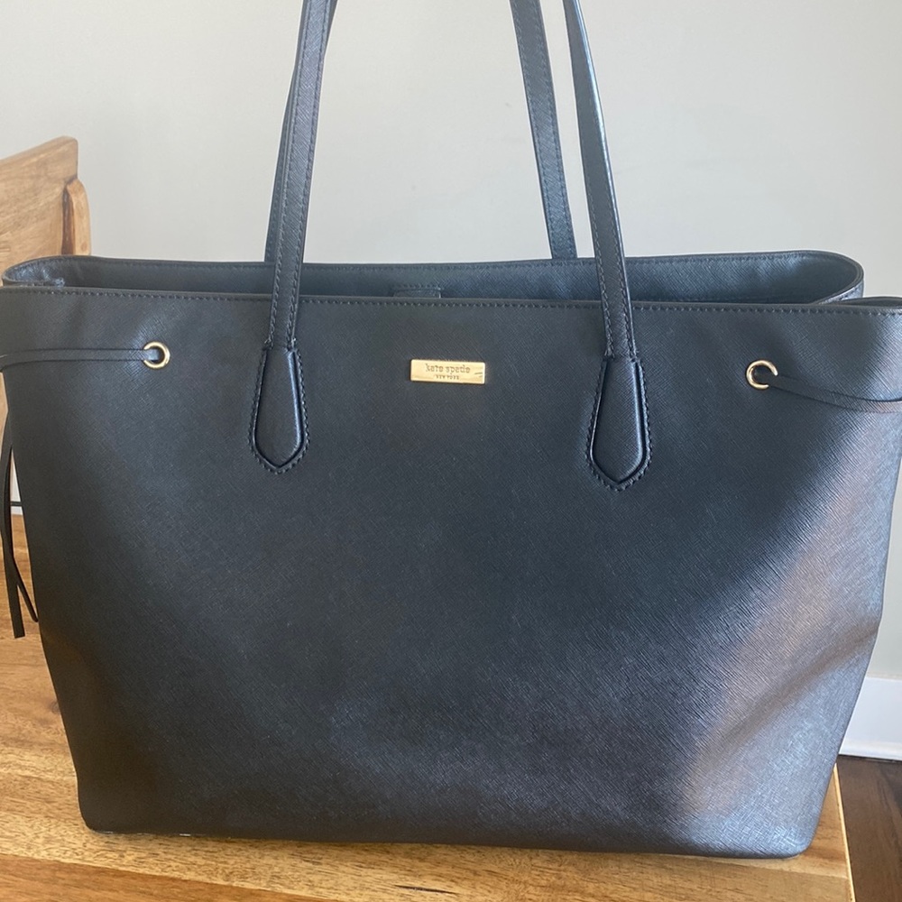 Kate Spade large black leather tote